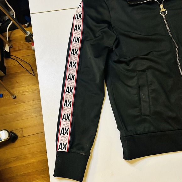 Armani Exchange A/X Zippered Jacket Sleeve and Back Spell Out S Small Polyester - Picture 11 of 13